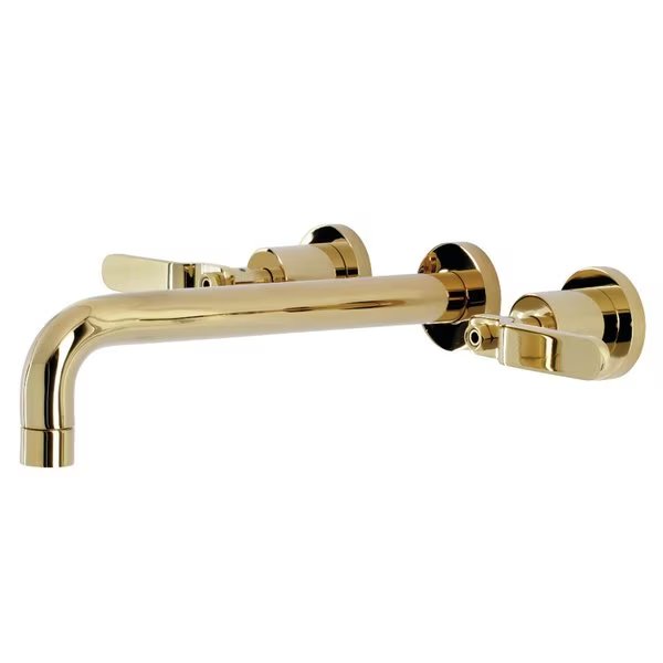 KS8022KL Two-Handle Wall Mount Tub Faucet, Polished Brass, Kingston Brass, Mfr#: KS8022KL